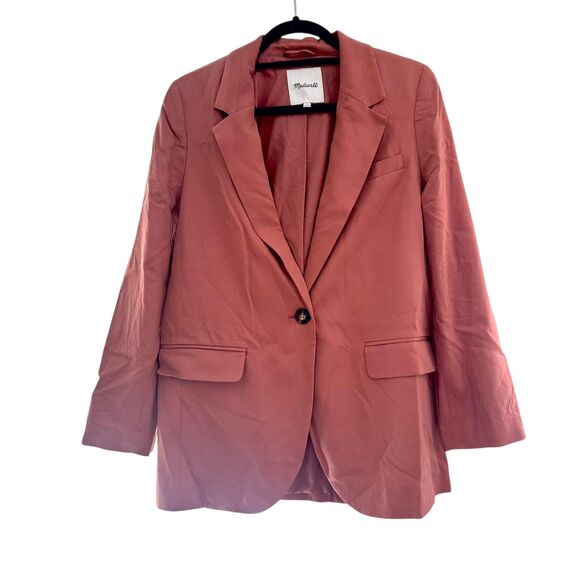 MADEWELL The Larsen Oversized Linen‎ Blend Blazer Drapeweave Salmon Large - Picture 2 of 6